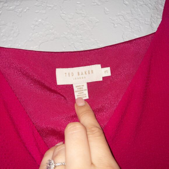 New Ted Baker Deep Pink Luann Button Through Cami Dress Size 8 - Picture 4 of 9